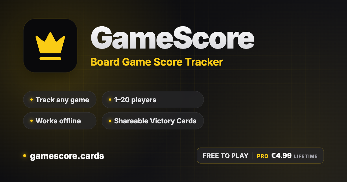 First Score Three Free Board Game Score Tracker — Any Game, Any Players